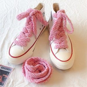 1 Pair Pink Plush Shoelaces for Sport/Running Shoes/Canvas Shoes/Shoe Strings/Rope Shoelaces