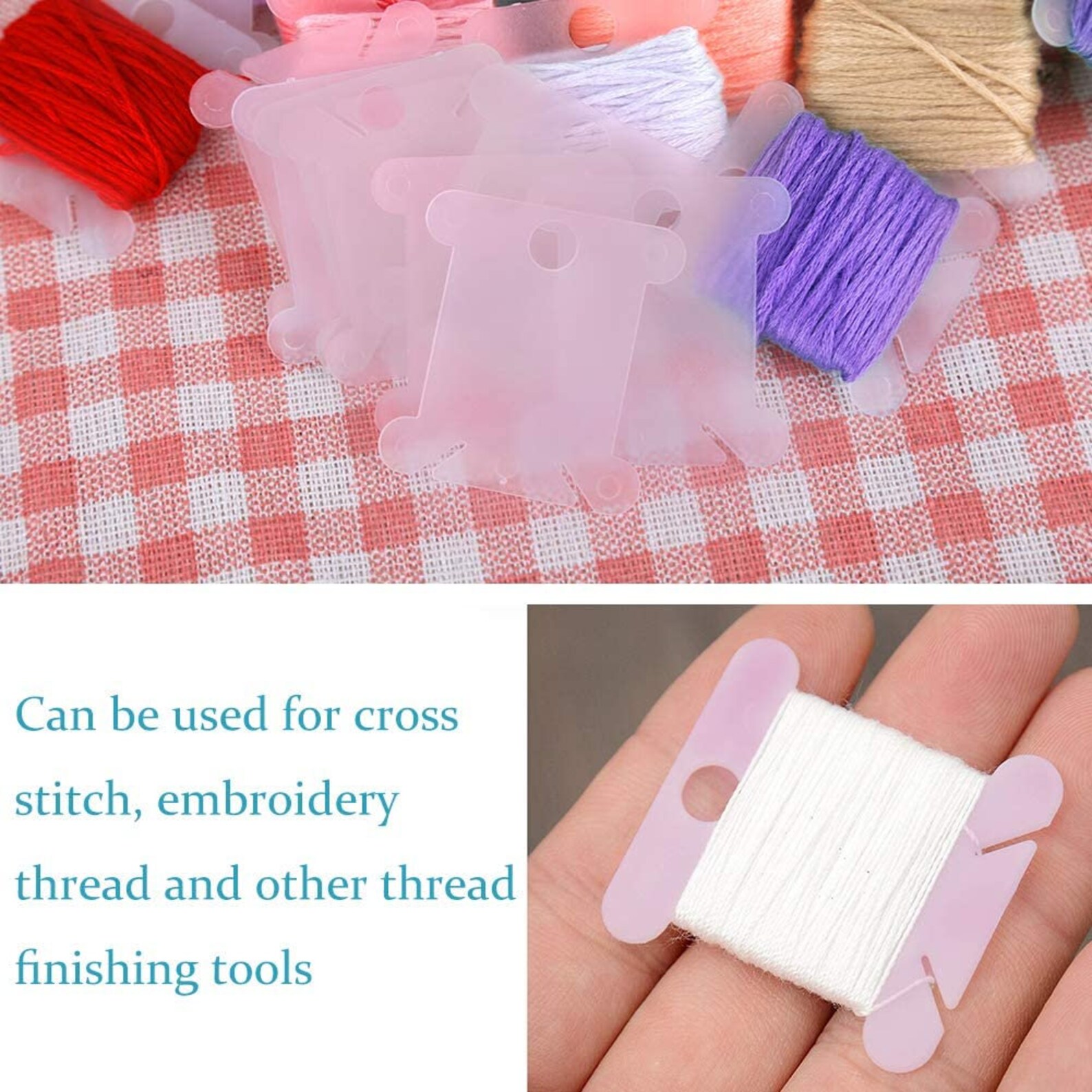 100 PCS Plastic Thread Cards With 1 Floss Bobbin Winder /for | Etsy