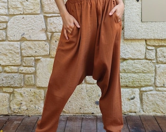Organic Cotton Harem Pants: Women's Drop Crotch Trousers