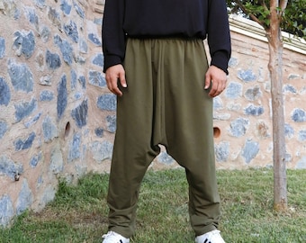 Mens Harem Pants, Winter Harem Pants, Plus Size Medieval Pants, Drop Crotch Pants, Big And Tall Pants, Yoga And Dance Pants