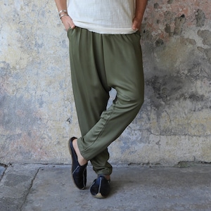 Mens Harem Pants, Drop Crotch Pants Green, Harem Pants Festival, Plus Size Harem Trousers