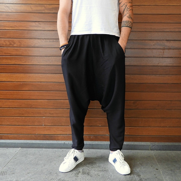 Tall Harem Pants, Drop Crotch Pants, Harem Pants Men, Summer Pants Men, Black Harem Pants, Haremshose Herren, Baggy Pants For Men