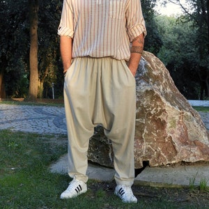 Mens Linen Pants, Linen Harem Pants, Drop Crotch Pants, Plus Size Harem Pants, Sarouel Homme, Big And Tall Size Clothing