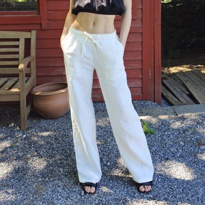 White Linen Pants, Linen Pants for Women, Plus Size Linen Pants, Linen
