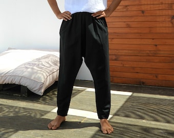 Mens Linen Pants, Linen Harem Pants, Drop Crotch Pants, Big And Tall Linen Clothing Men, Sarouel Homme Lin, Linen Trousers