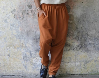 Linen Blend Harem Pants: Men's High Waisted Drop Crotch Boho Pants