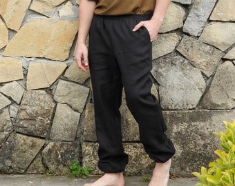 Linen Pants Black, Linen Jogger Pants, Big And Tall Man Clothing, Sustainable Harem Trousers, Leinenhose