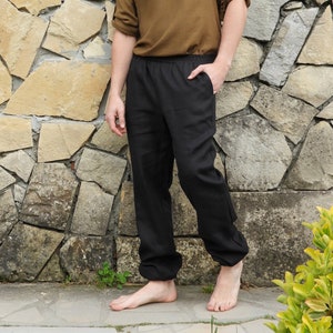 Linen Pants Men, Tall Cotton Yoga Pants, Linen Yoga Pants, Big And Tall Man Clothing, Mens Linen Trousers