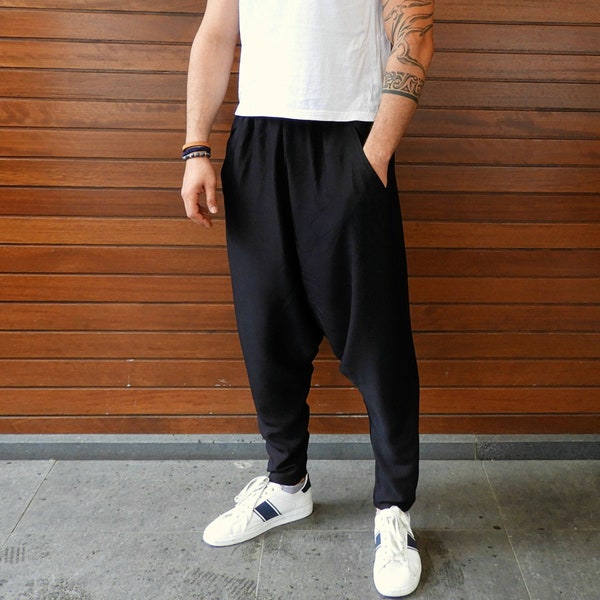 Harem Pants Black, Big And Tall Pants Men, Baggy Trousers, Haremshose Herren, Plus Size Pants