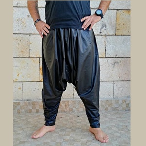 Mens Leather Pants, Baggy Leather Pants, Drop Crotch Pants, Sarouel Homme, Leder Haremshosen, Leather Pants Men
