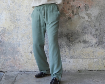 Bio-Baumwolle Gaze-Hosen, Herren-Sommerhosen, Strandhosen-Mann, große und große Herrenkleidung