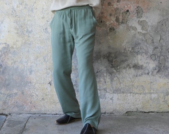 Mens Summer Pants Organic Cotton Gauze Pants Beach Pants Man Big and Tall Mens Clothes Etsy