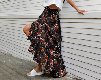 Long Floral Skirt, Music Festival Skirt, Wrap Skirt Maxi, Plus Size Boho Clothes, Floral Wrap Skirt Woman