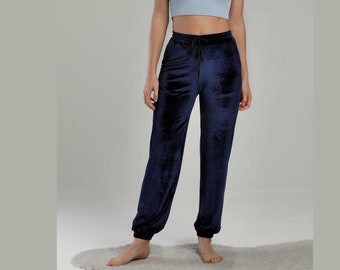 Velvet Pants, Velvet Joggers, Plus Size Pants For Tall Women, Elastic Waist Pants With Pockets, Velvet Harem Pants