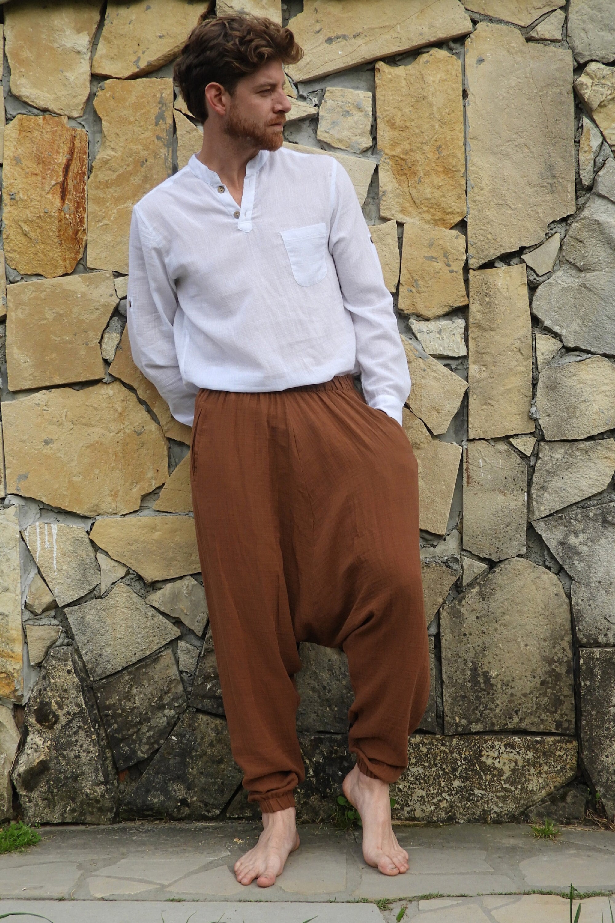 Pantaloni harem hotsell uomo