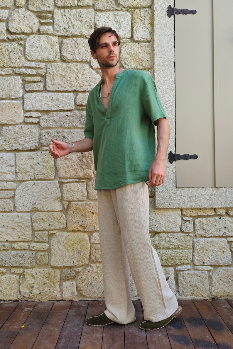 hemp pants for man with pockets and drawstring