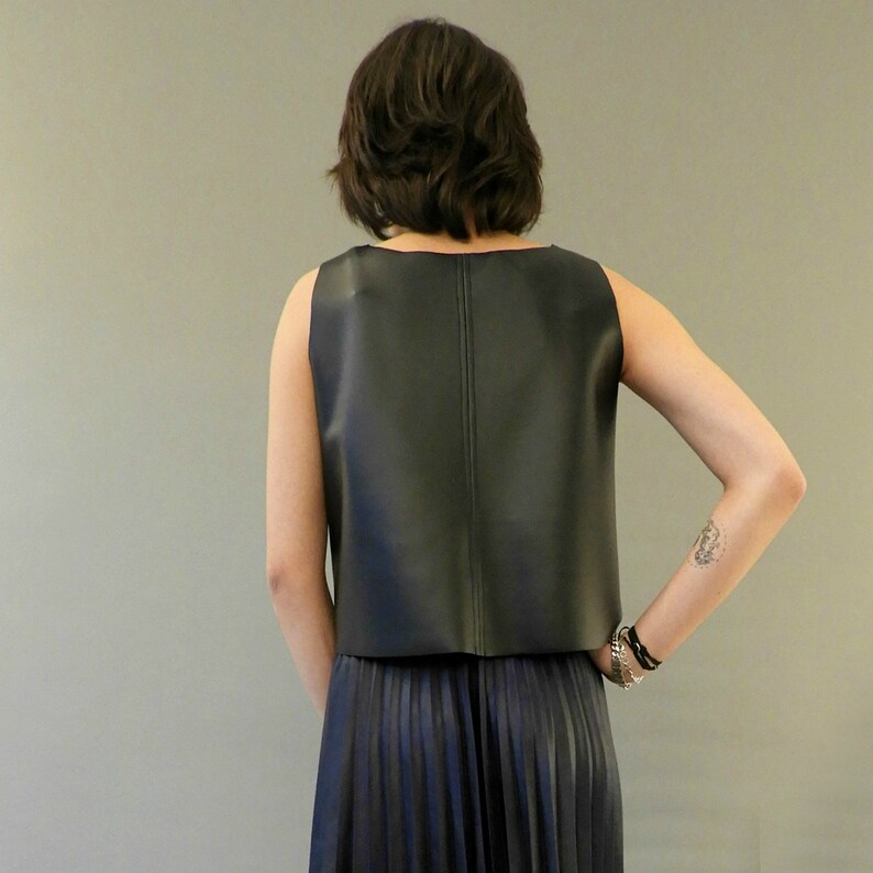 Black Leather Tank Top Plus Size Goth Clothing Futuristic Etsy