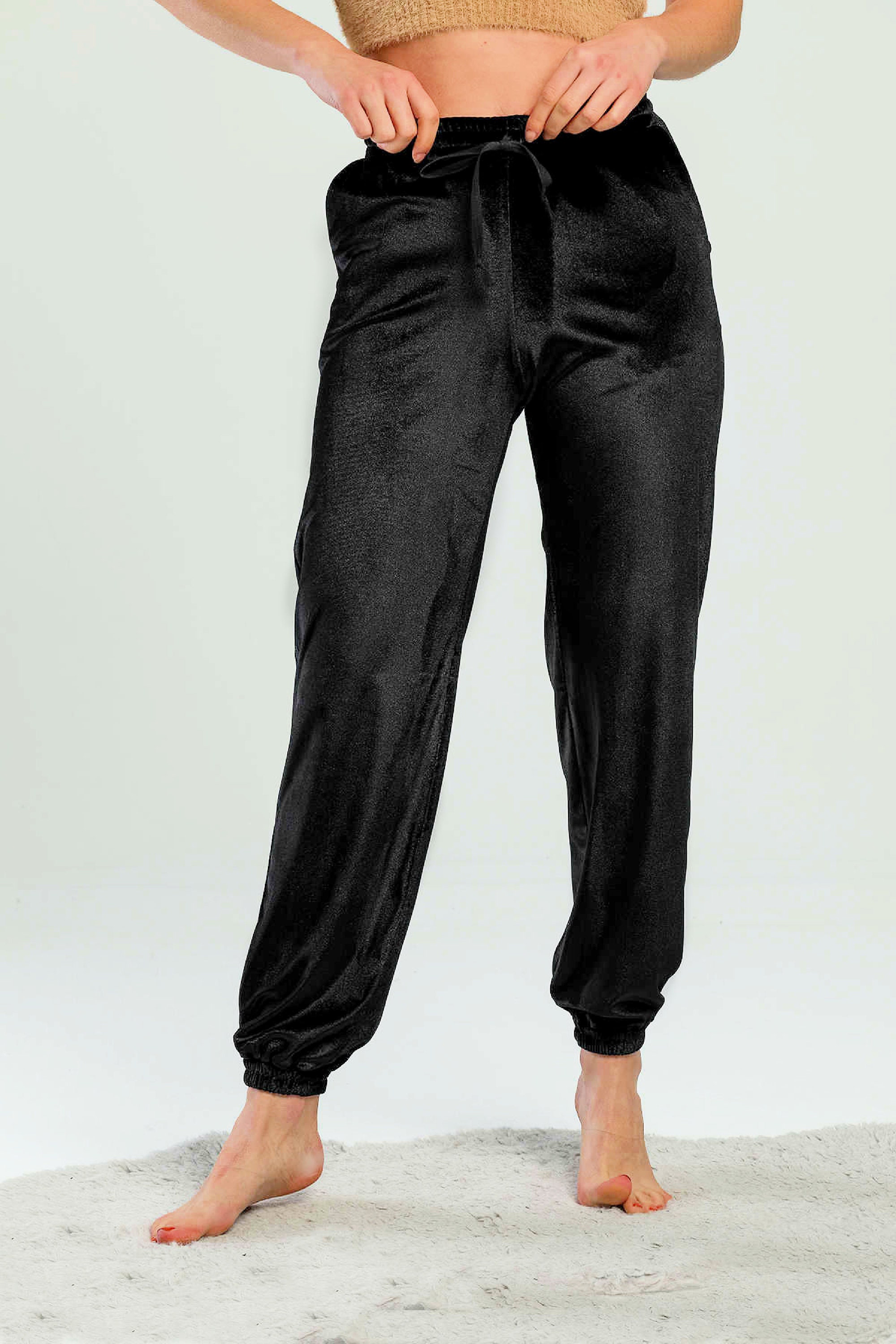 Plus size velvet best sale joggers