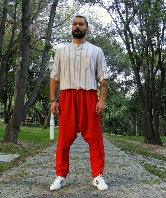 Mens Harem Pants, Winter Harem Pants, Baggy Pants, Drop Crotch Pants Big  and Tall, Plus Size Harem Pants, Loose Fit Trousers 