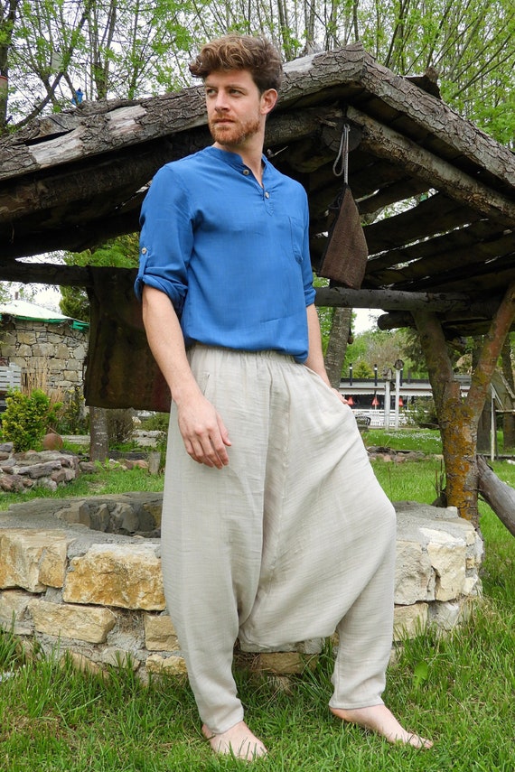 Harem Pants Men Big and Tall Clothes Men Drop Crotch Pants -