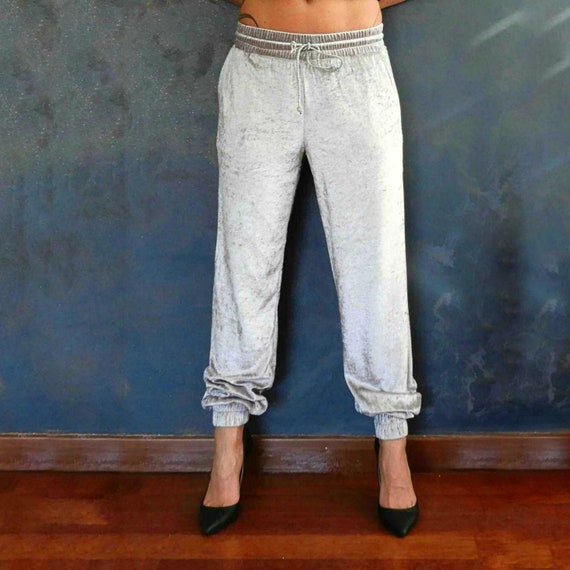 grey velvet pants