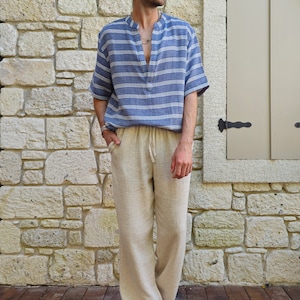 Herrbyxor i hampa med dragsko: Hållbara yogabyxor bild 6