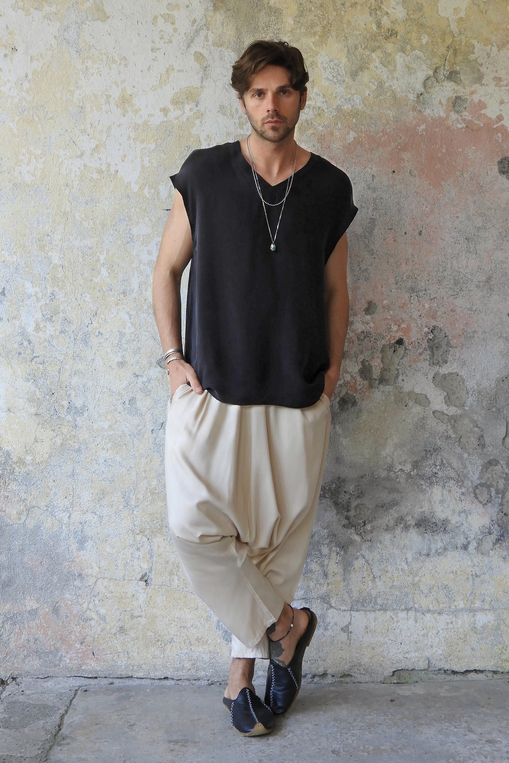 憧れの Pants Harem Short, Pants Harem Men, Pants Baggy Cotton その他