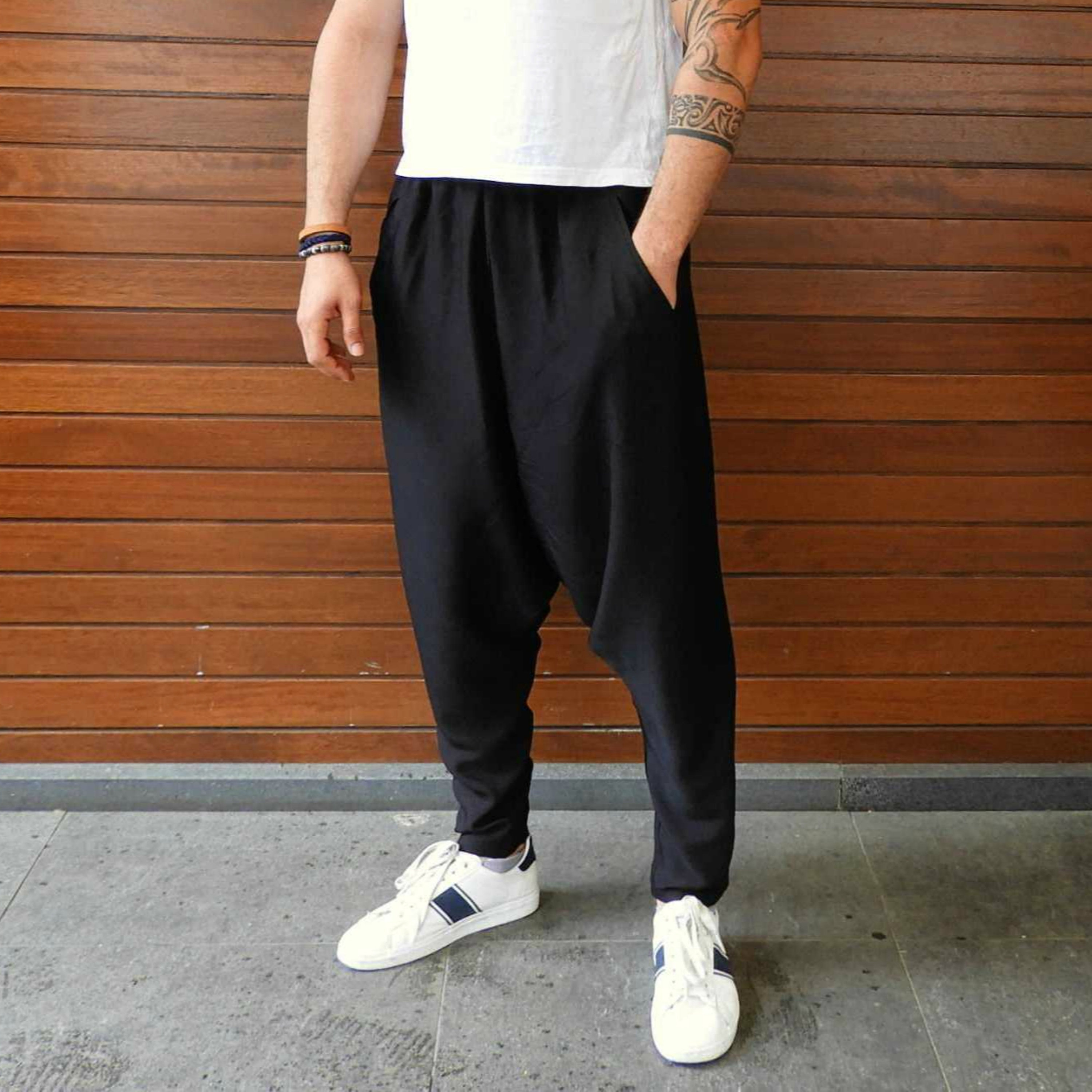 Black Drop Crotch Harem Pants: Mens Baggy Urban Trousers - Etsy