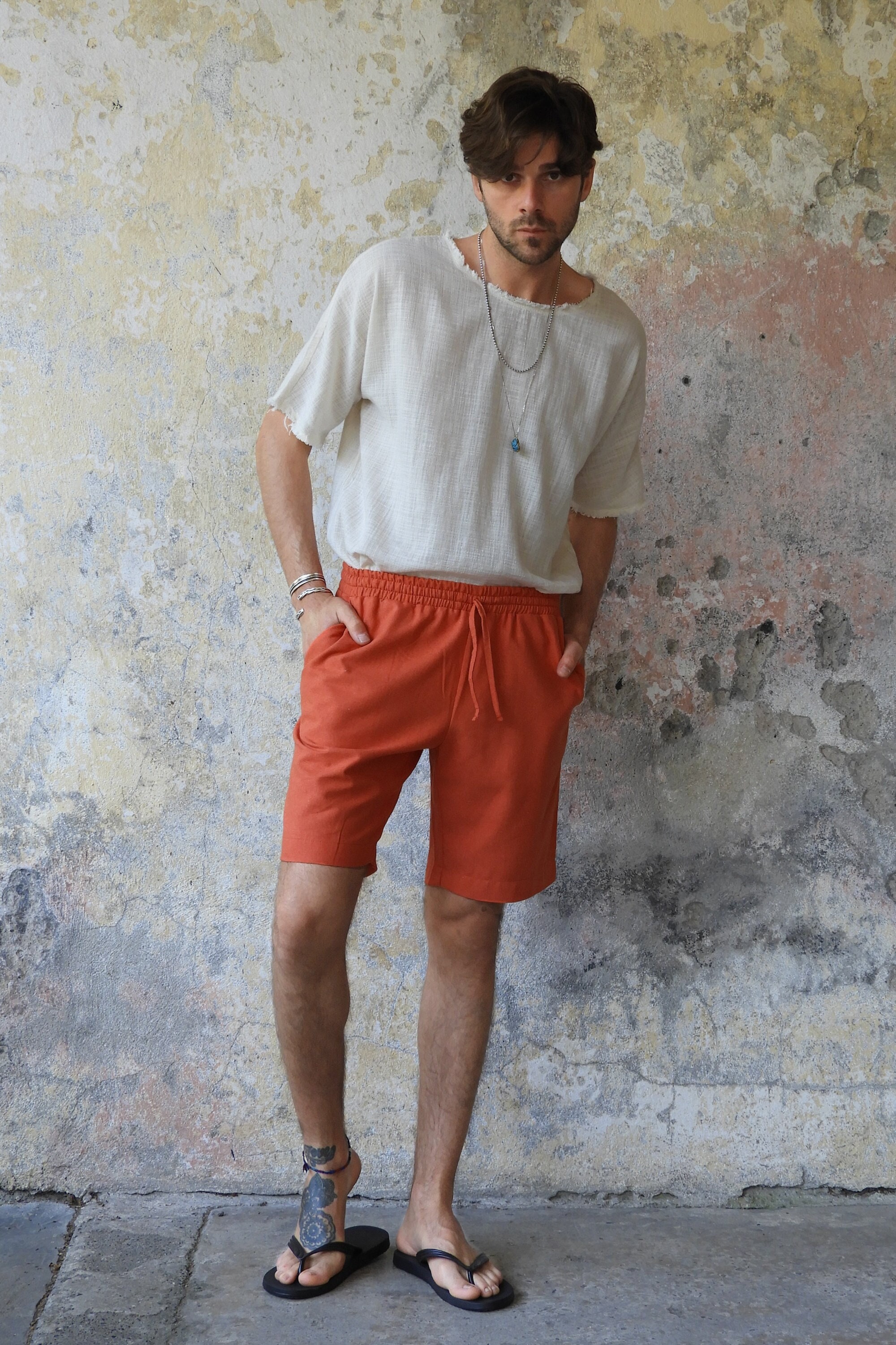 mens orange dress shorts Men's Orange Shorts