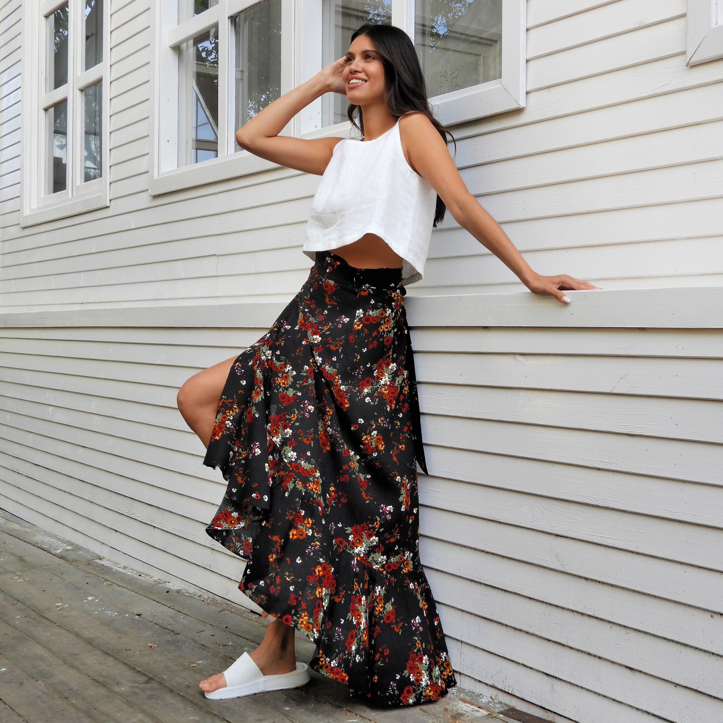 Long Floral Skirt Etsy