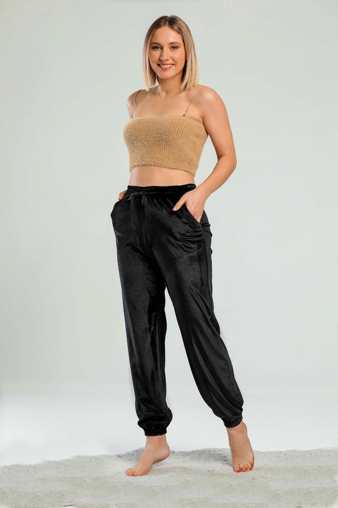 Plus size velvet joggers hotsell