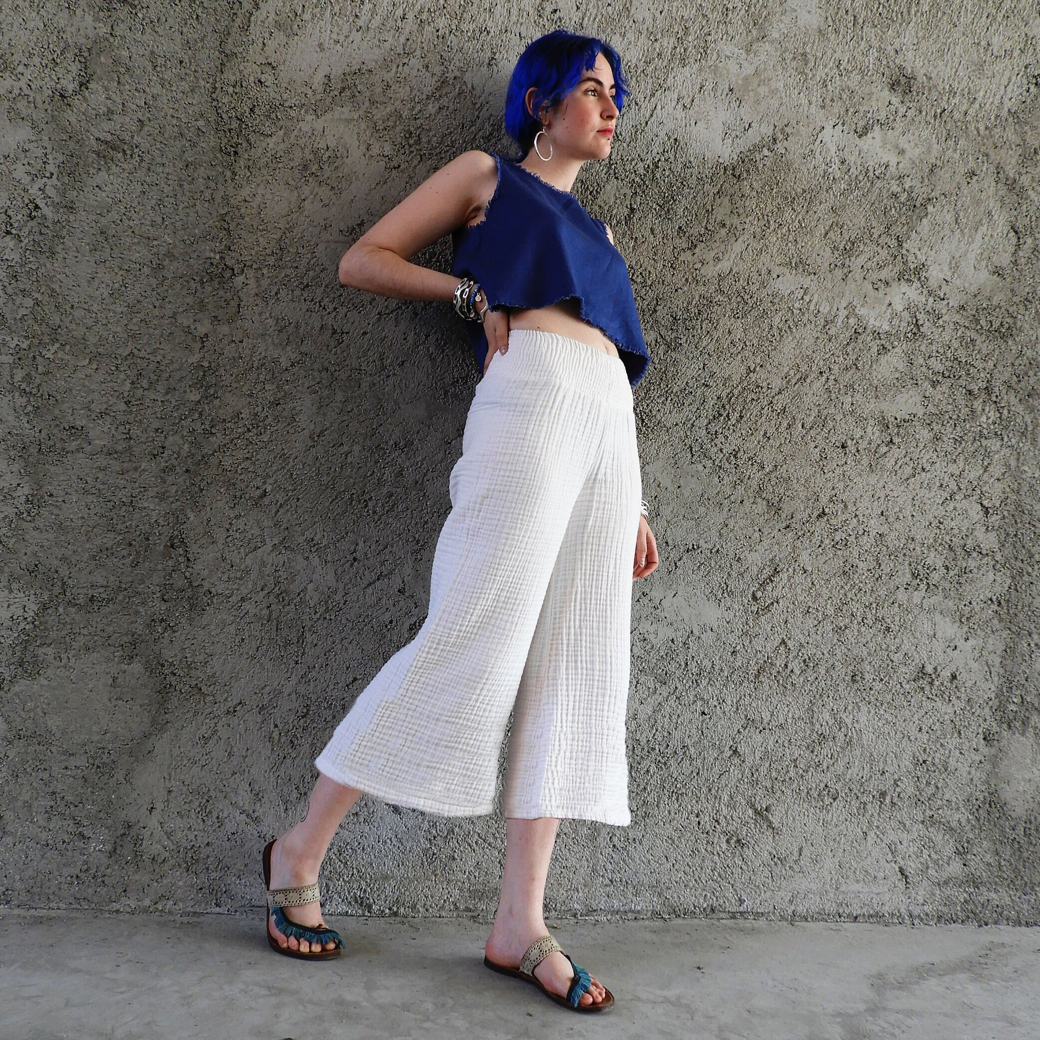 White Palazzo Pants Women Wide Leg 