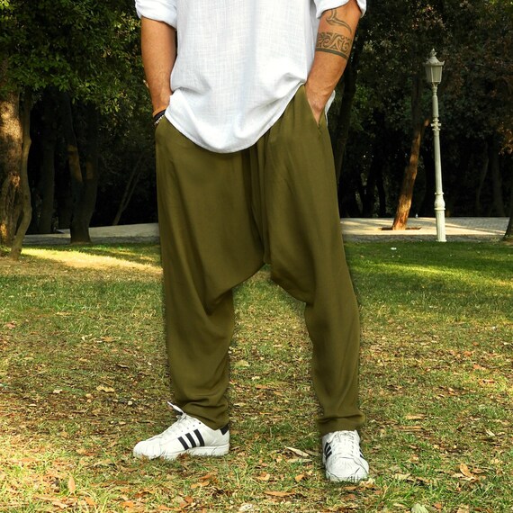 Harem Pants Men Cotton Tall Mens Baggy 