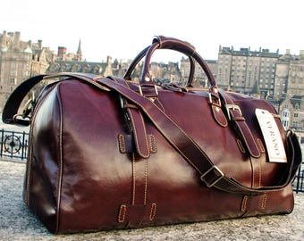 mens leather holdall bag sale