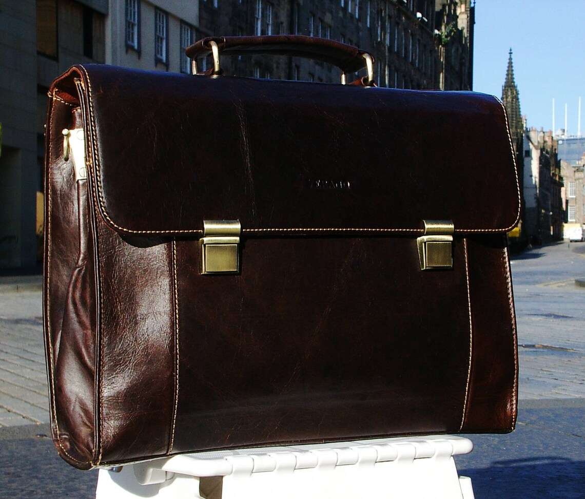 SALE Genuine Italian Leather Briefcase Shoulder Messenger Etsy UK