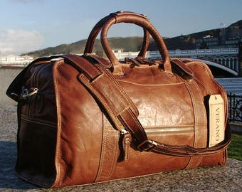 Nieuwe echte Italiaanse lederen Duffle Weekend Gym Travel Flight Cabin Sporttas Holdall Heren Verjaardagscadeau Bruin Verano