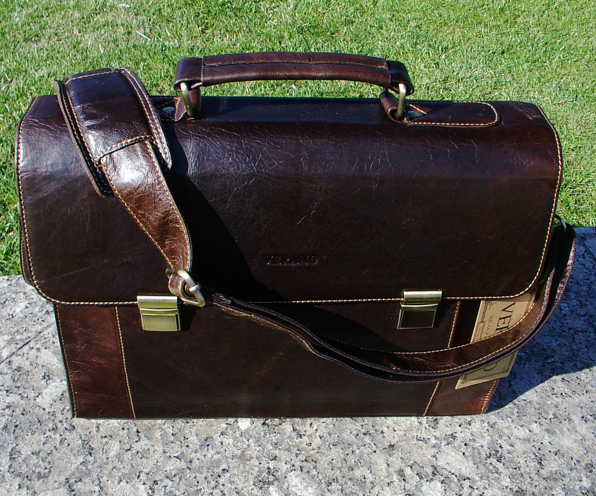 SALE Genuine Italian Leather Briefcase Shoulder Messenger | Etsy UK