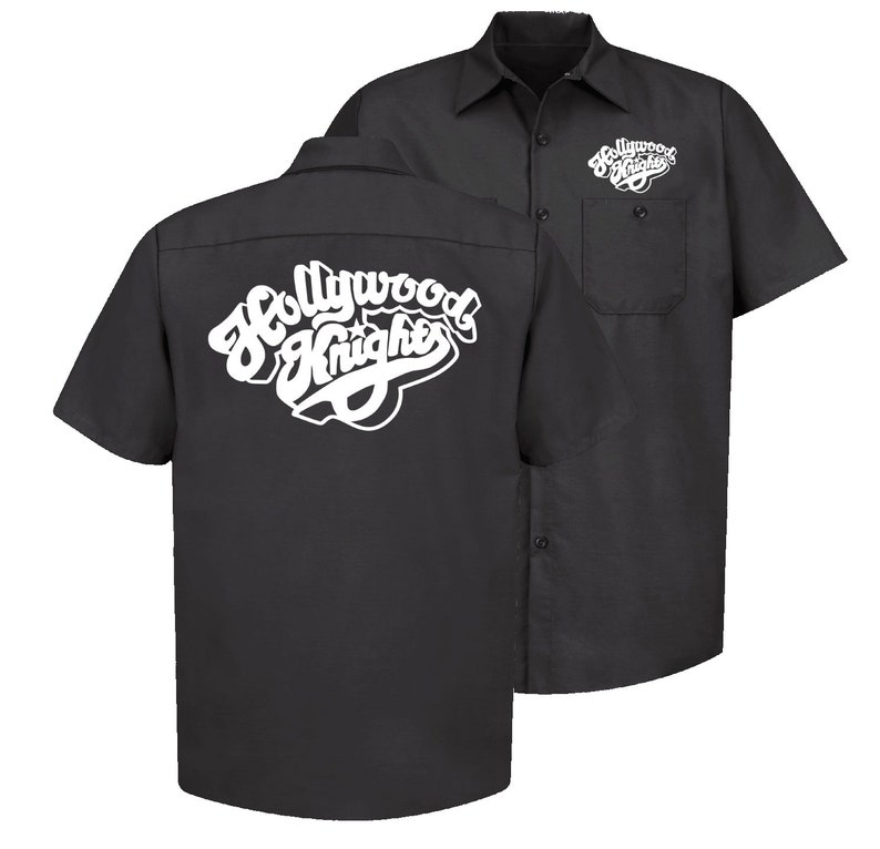 HOLLYWOOD KNIGHTS Black Button Down Work Shirt Tubby's Etsy