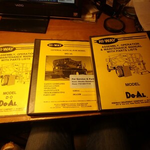 3 Hi-Way model DO do-al service manuals -maintenance, parts, general etc