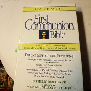 Catholic first communion bible # 9053NCBG by nelson in orig box-1979