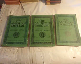 YYY 3 volumes of the American Mercury monthly review 12/26, 6/27 & 7/27