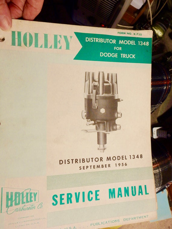 1956 Holley Carburetor Service Manual Model 1348 Distributor Etsy