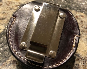 Swedish SNUS or ZYN Dip Can Holder Holster With Belt Clip Made of  Hand-stitched Natural Full Grain Leather in Traditional or Fashion Colors.  