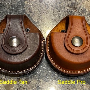 Swedish SNUS or ZYN dip can holder holster with belt clip made of hand-stitched natural full grain leather in traditional or fashion colors. image 8