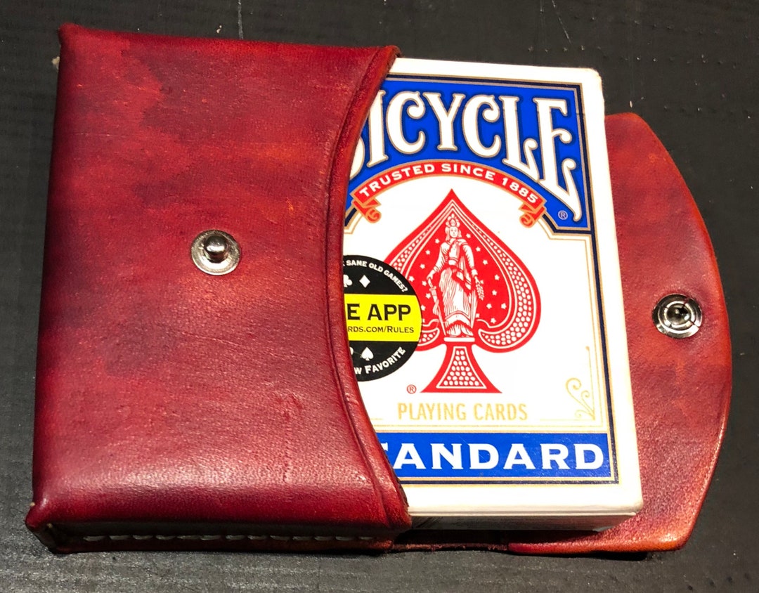 STANDARD PLAYING CARD Deck Case Holder Made of Handstitched Natural