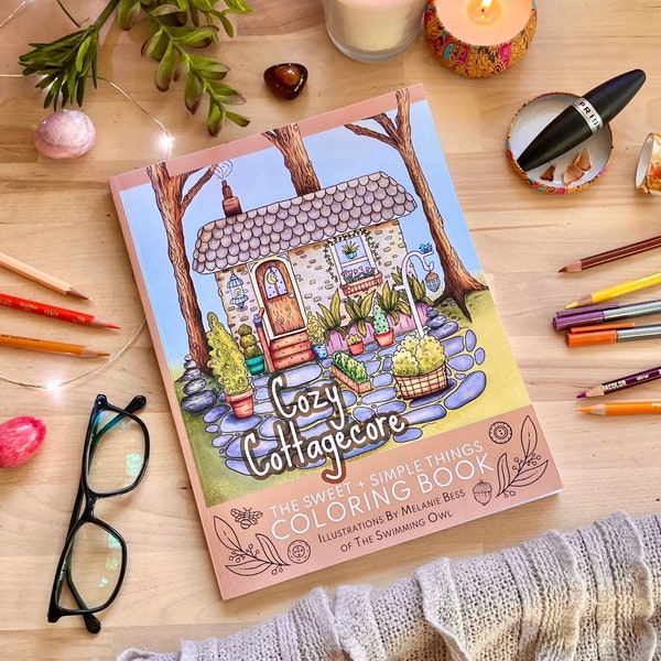 Cottagecore Coloring Book | Adult Coloring Book | 40 Pages | Cozy Relaxing Drawing Book | Mindfulness Colouring Book For Stress Relief