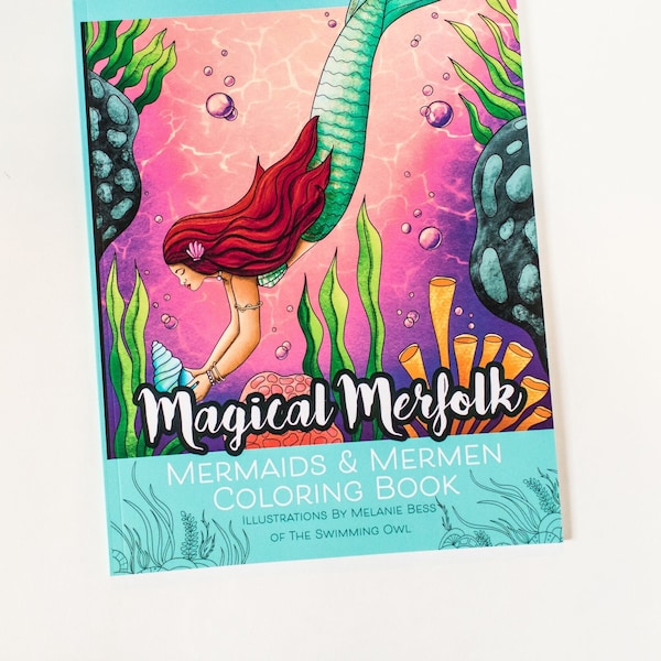 Mermaid Coloring Book For Adults with 30 Pages, Printed Fantasy Coloring Book, Mermaid Lover Gift WIth Unique Illustrations