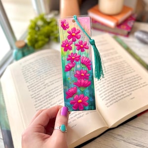 Watercolor Cosmos Bookmark With Tassel - Cute Wildflower Bookmark For Readers - Book Lover Gift