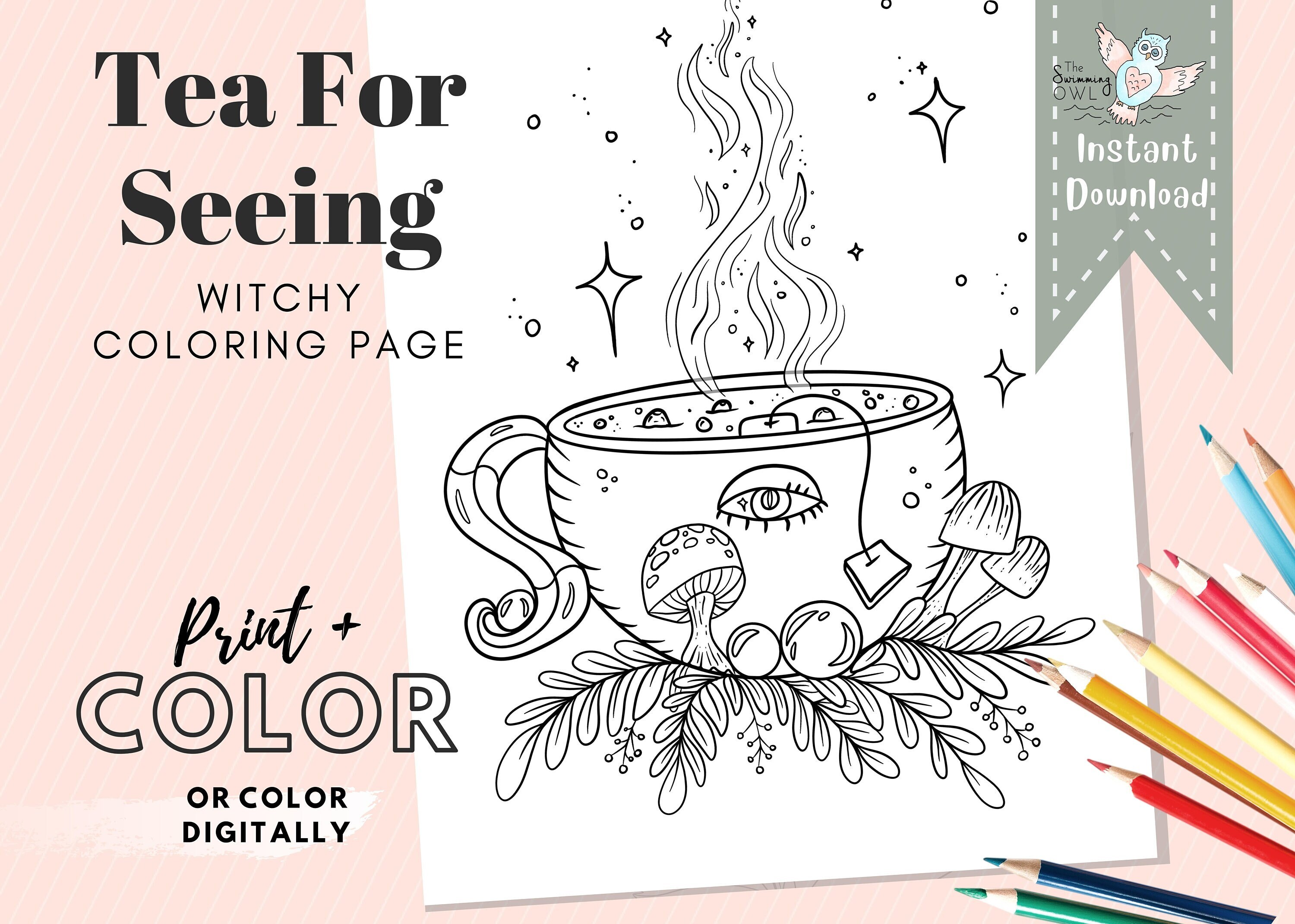 4 Witchy Bookmarks Coloring Page 📚 (Download) — The Swimming Owl