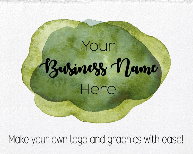 May include: Green watercolor logo template with the text "Your Business Name Here".